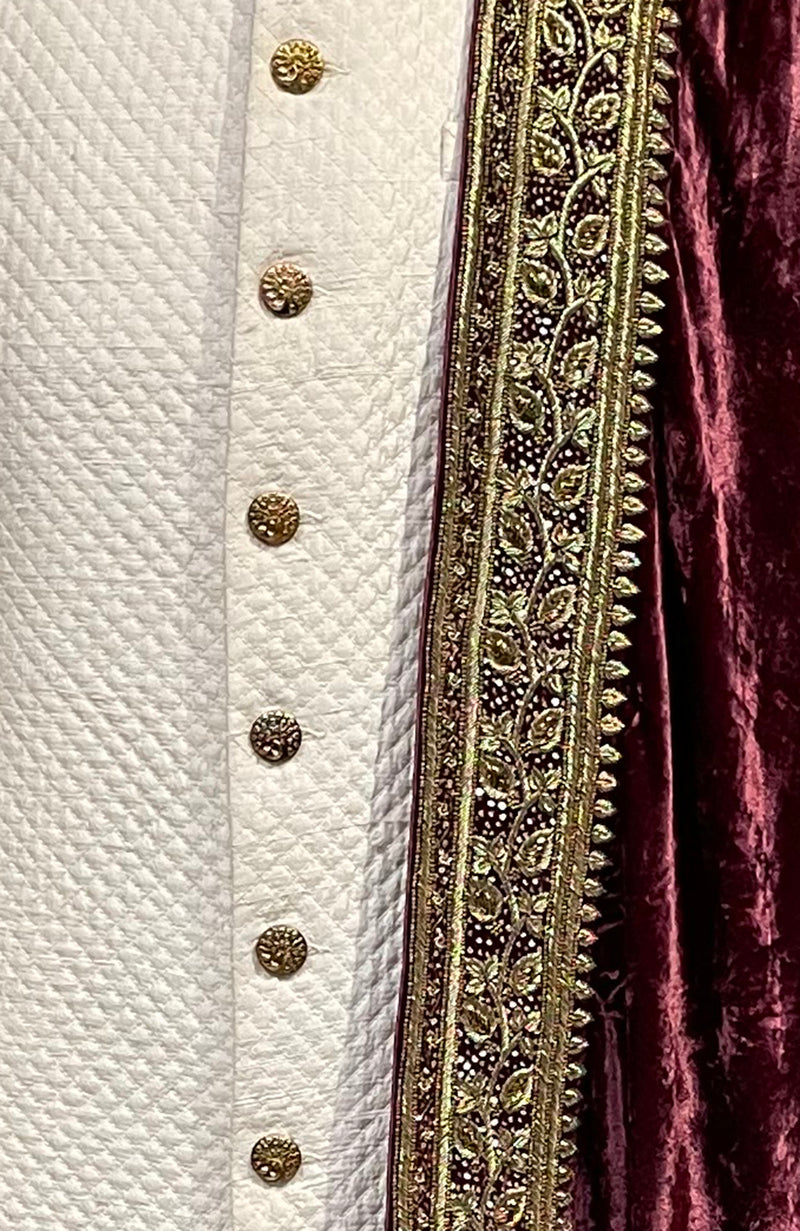 Maroon Mughal Majesty Zardozi Hand Embroidered Shawl