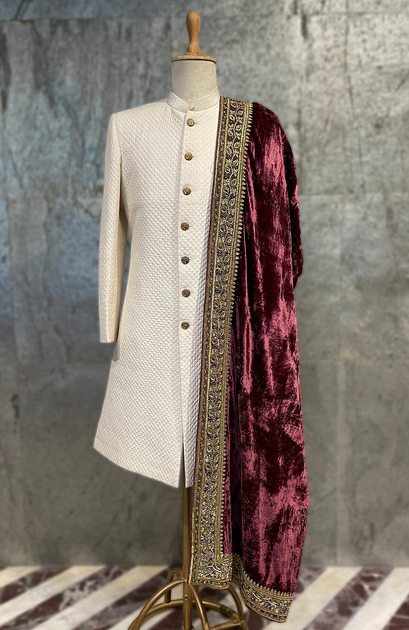 Maroon Mughal Majesty Zardozi Hand Embroidered Shawl