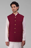 Maroon Pure Raw Silk Waistcoat Bandi Jacket