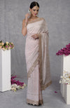 Heirloom Nude Pink Chikankari-Gota Patti Hand Embroidered Saree