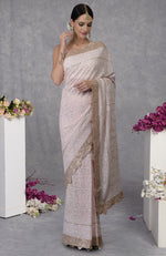 Heirloom Nude Pink Chikankari-Gota Patti Hand Embroidered Saree