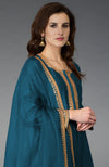 Peacock Blue Marori and Sequin Work Farshi Palazzo Suit