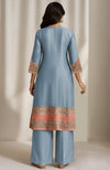 Powdered Indigo Embroidered Kurta Set