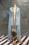 Powder Blue-Gold Marori Beads & Sequin Hand Embroidered Dupatta