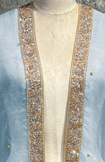 Powder Blue-Gold Marori Beads & Sequin Hand Embroidered Dupatta