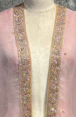 Pressed Rose-Gold Marori Beads & Sequin Hand Embroidered Dupatta