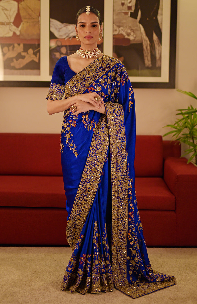Emerald Green Marodi & Resham Hand Embroidered Saree