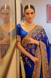Royal Blue Marodi & Resham Hand Embroidered Saree