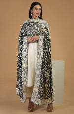 Masterpiece Black Parsi Gara Hand Embroidered Dupatta
