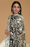 Masterpiece Black Parsi Gara Hand Embroidered Dupatta