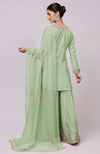 Sage Green Kashmiri Tilla Aari Embroidered Sharara Set