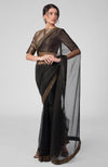 Tara - Black Hand Embroidered Zardozi Saree & Brocade Blouse