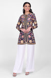 Navy Blue Parsi Gara and Zardozi Hand Embroidered Jacket Set