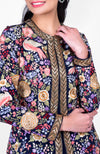 Navy Blue Parsi Gara and Zardozi Hand Embroidered Jacket Set