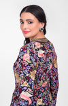 Navy Blue Parsi Gara and Zardozi Hand Embroidered Jacket Set