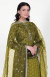 Green Phulkari Kurta Set With Gota Kasab Dupatta