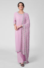 Lilac Breeze-Silver Beads & Sequin Zardozi Hand Embroidered Kurta Set