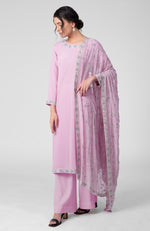 Lilac Breeze-Silver Beads & Sequin Zardozi Hand Embroidered Kurta Set