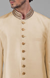 Gold Zardozi Hand Embroidered Silk Bandhgala Jacket Set