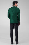 Emerald Green Zardozi Hand Embroidered Silk Bandhgala Jacket Set