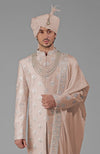 Yours Beige Rose Embroidered Sherwani Set