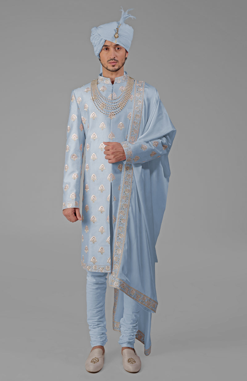 Yours Primrose Pink Embroidered Sherwani Set