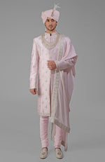 Yours Beige Rose Embroidered Sherwani Set