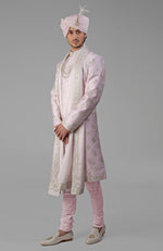 Yours Primrose Pink Embroidered Sherwani Set