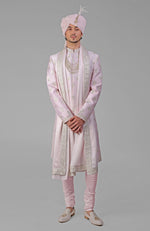 Yours Primrose Pink Embroidered Sherwani Set