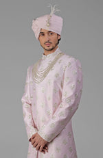 Yours Primrose Pink Embroidered Sherwani Set