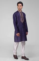 Olive  Zardozi Hand Embroidered Pure Silk Kurta Set