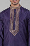 Blue Zardozi Hand Embroidered Pure Silk Kurta Set