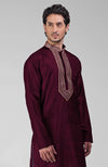 Maroon Zardozi Hand Embroidered Pure Silk Kurta Set