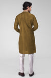 Olive  Zardozi Hand Embroidered Pure Silk Kurta Set