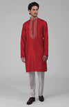 Olive  Zardozi Hand Embroidered Pure Silk Kurta Set