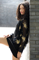 Black Starburst Beads & Sequin Hand Embroidered Jacket