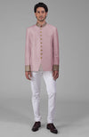 Burnished Lilac Zardozi Hand Embroidered Silk Bandhgala Jacket Set