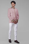 Burnished Lilac Zardozi Hand Embroidered Silk Bandhgala Jacket Set