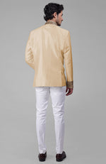 Gold Zardozi Hand Embroidered Silk Bandhgala Jacket Set