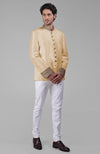 Gold Zardozi Hand Embroidered Silk Bandhgala Jacket Set