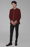 Ivory-Gold Zardozi Hand Embroidered Silk Bandhgala Jacket Set