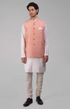 Red Pure Raw Silk Waistcoat Bandi Jacket