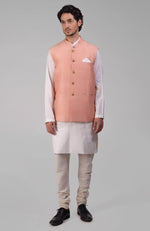 Red Pure Raw Silk Waistcoat Bandi Jacket