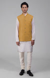 Gold Pure Raw Silk Waistcoat Bandi Jacket
