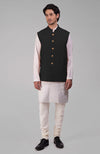 Timeless Black Pure Raw Silk Waistcoat Bandi Jacket
