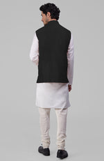 Timeless Black Pure Raw Silk Waistcoat Bandi Jacket
