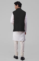Timeless Black Pure Raw Silk Waistcoat Bandi Jacket