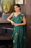 Emerald Starburst Beads & Sequin Hand Embroidered Saree with Blouse