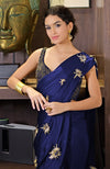 Royal Blue Starburst Beads & Sequin Hand Embroidered Saree with Blouse