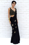 Black Starburst Beads & Sequin Hand Embroidered Saree with Blouse
